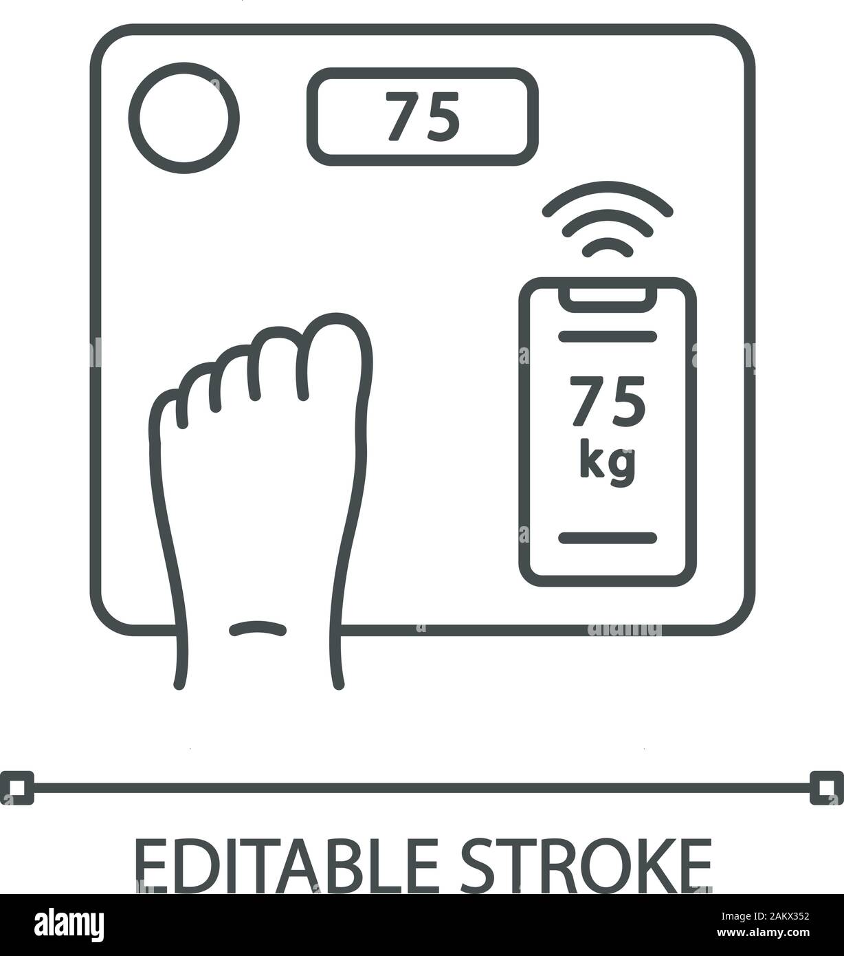 Smart wireless body scales linear icon. Weight loss, body mass index