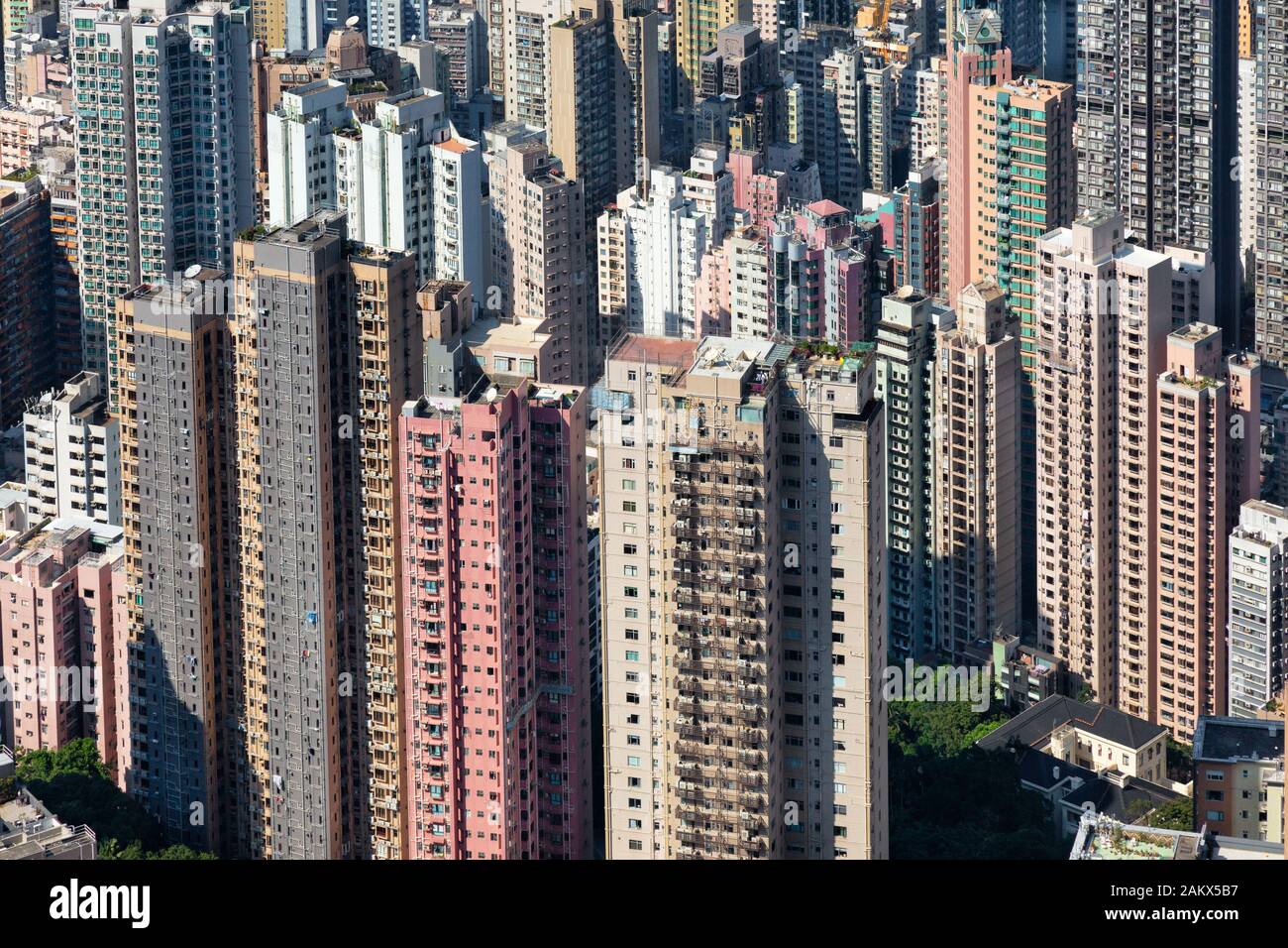 Skyscrapers Hong Kong Island - Residential accommodation in high rise buildings, Hong Kong Island, Hong Kong Asia Stock Photo