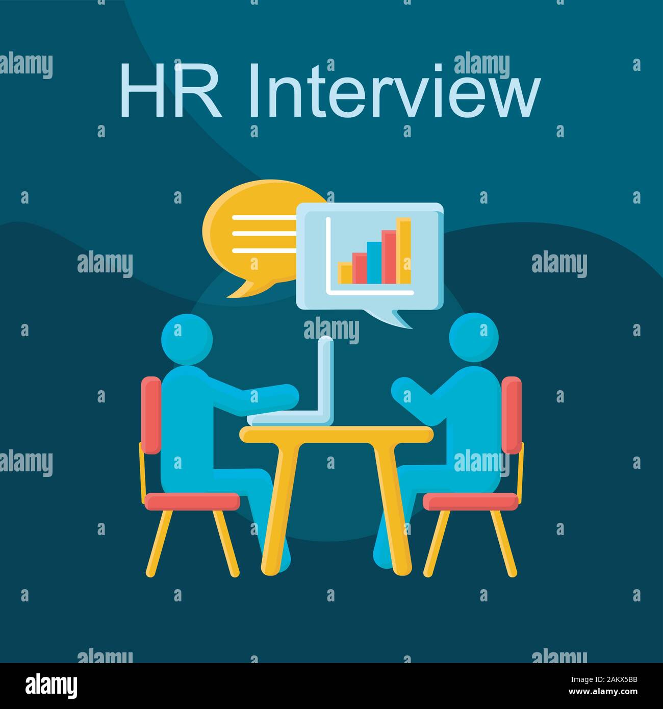 HR interview flat concept vector icon. Job interviewing idea cartoon