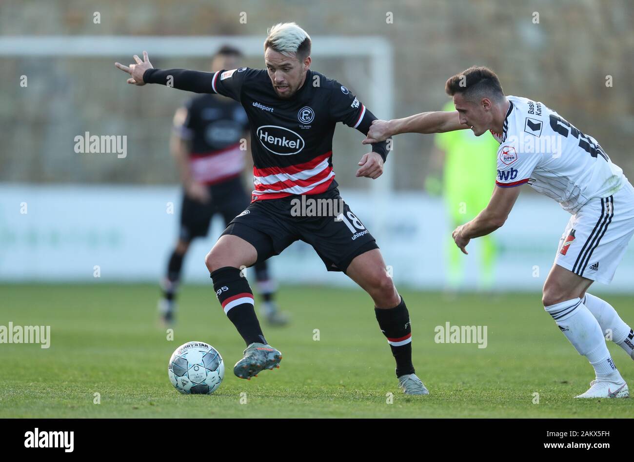 Marbella Spain 10th Jan Football Bundesliga Test Match In Training Camp At The Marbella Football Center Stadium Fortuna Dusseldorf Fc Basel Thomas Pledl L From Dusseldorf In The Fight For