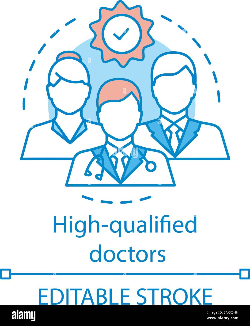 High qualified doctors concept icon. Medical professionals. Therapists. Medical education