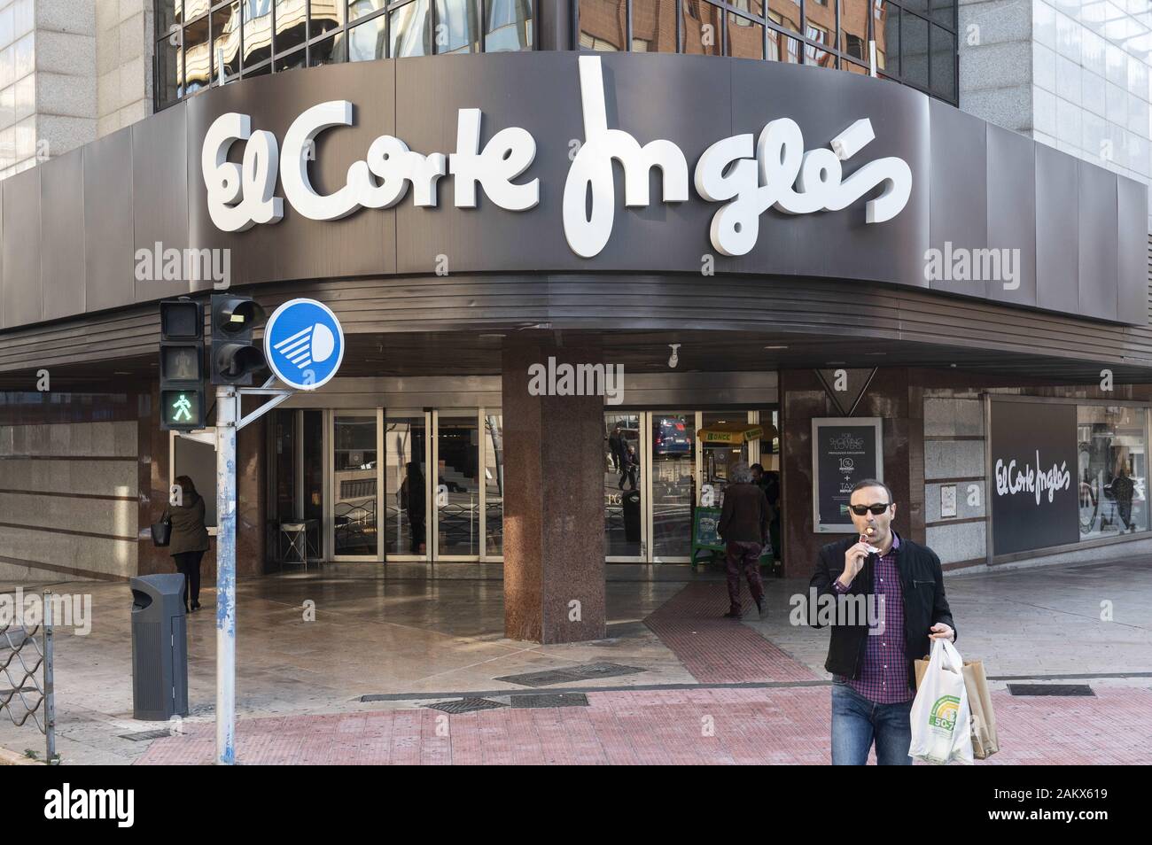 January 9, 2020, Spain: Spanish biggest department store El Corte InglÃ©s and logo seen in Spain. (Credit Image: © Budrul Chukrut/SOPA Images via ZUMA Wire) Stock Photo