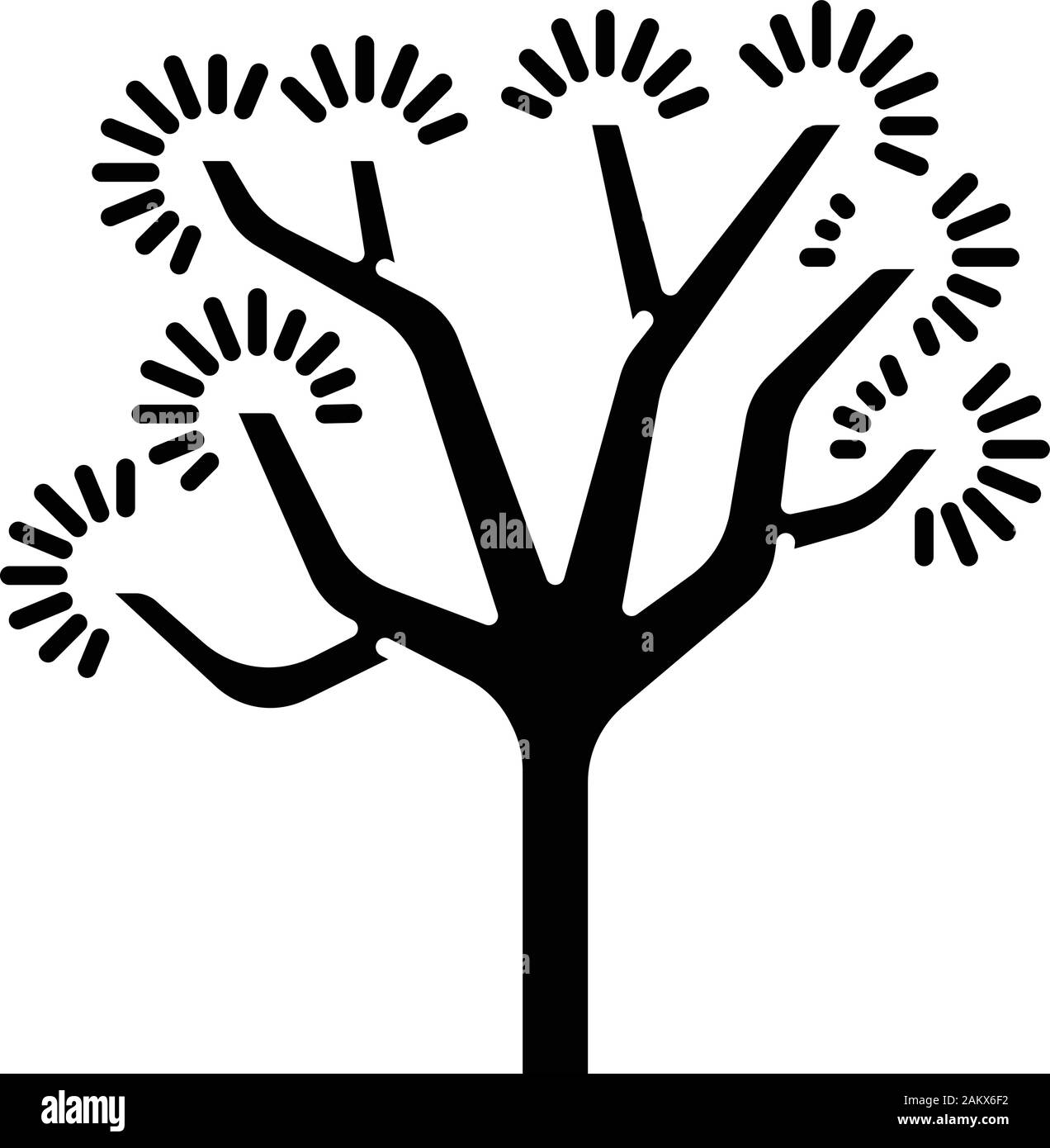 Joshua tree glyph icon. Yucca brevifolia. Desert plant. Palm tree yucca.  Silhouette symbol. Negative space. Vector isolated illustration Stock Vector