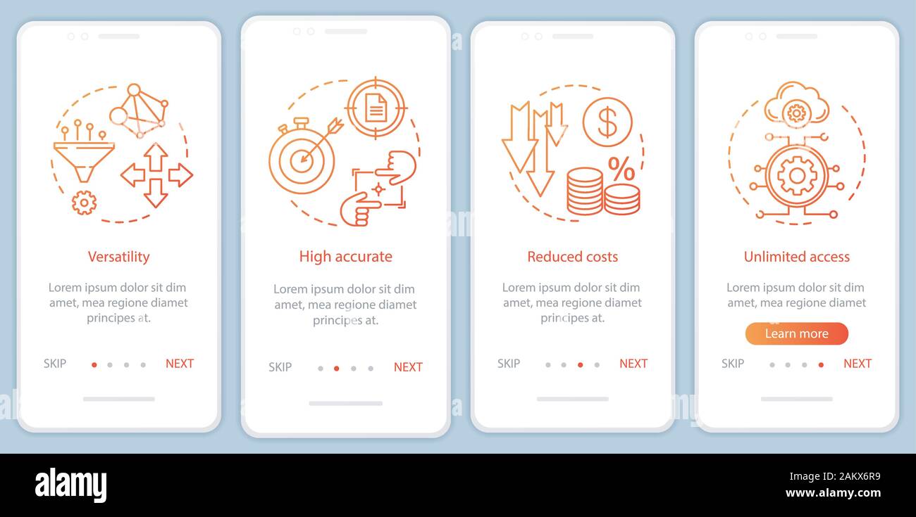 Benefits of digital product onboarding mobile app page screen with ...