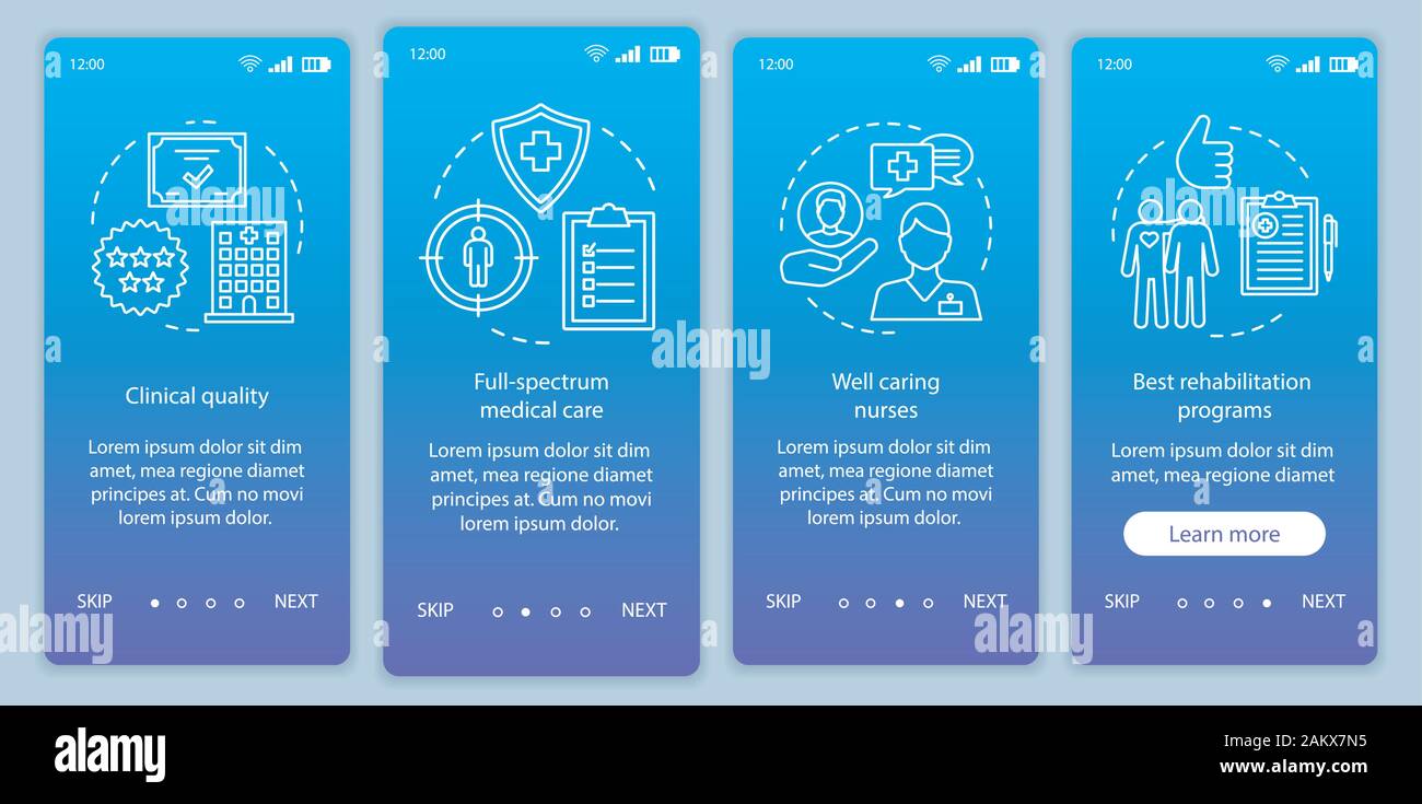 Medical service advances onboarding mobile app page screen vector ...