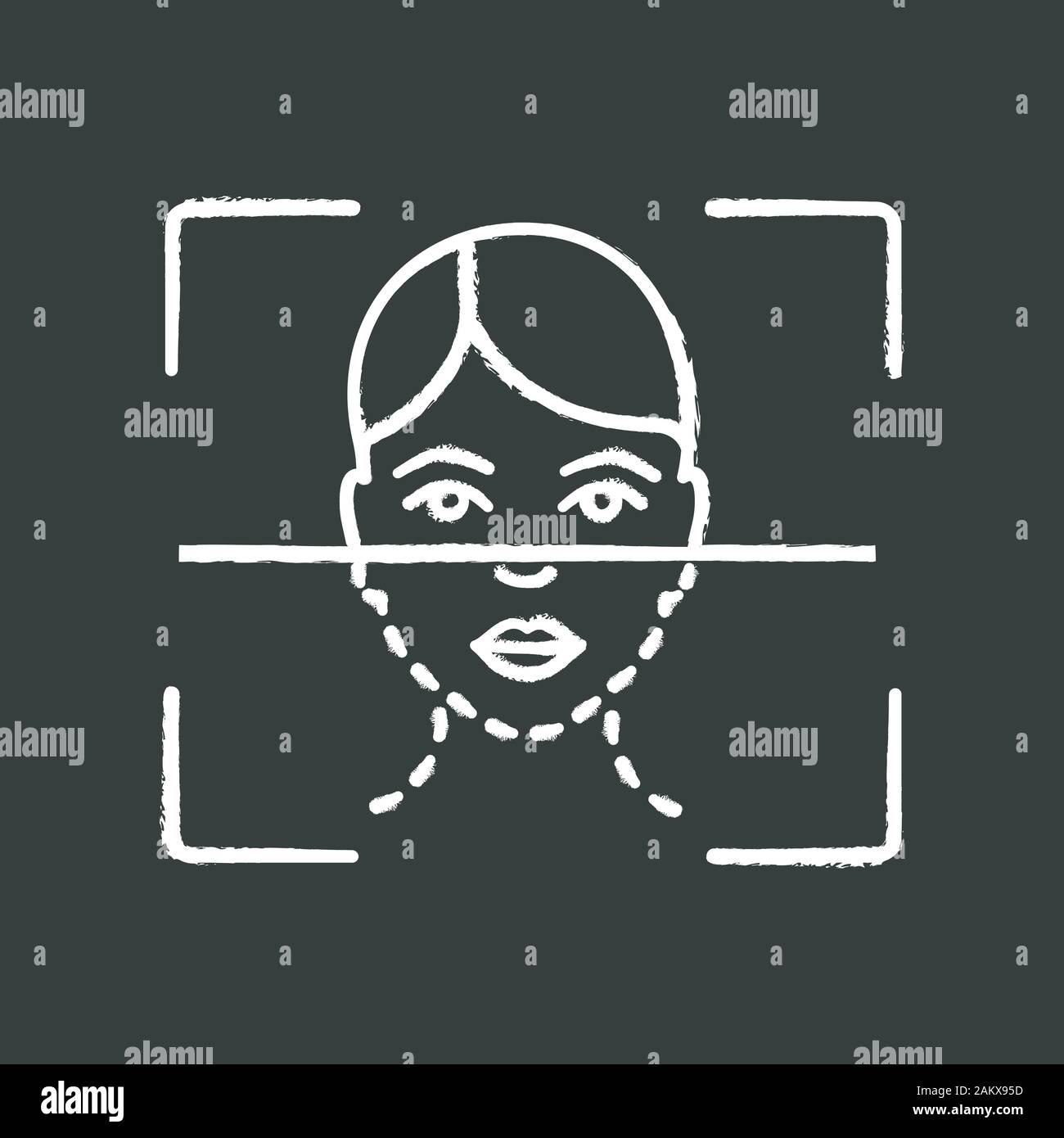 Face scanning process chalk icon. Facial recognition. Biometric