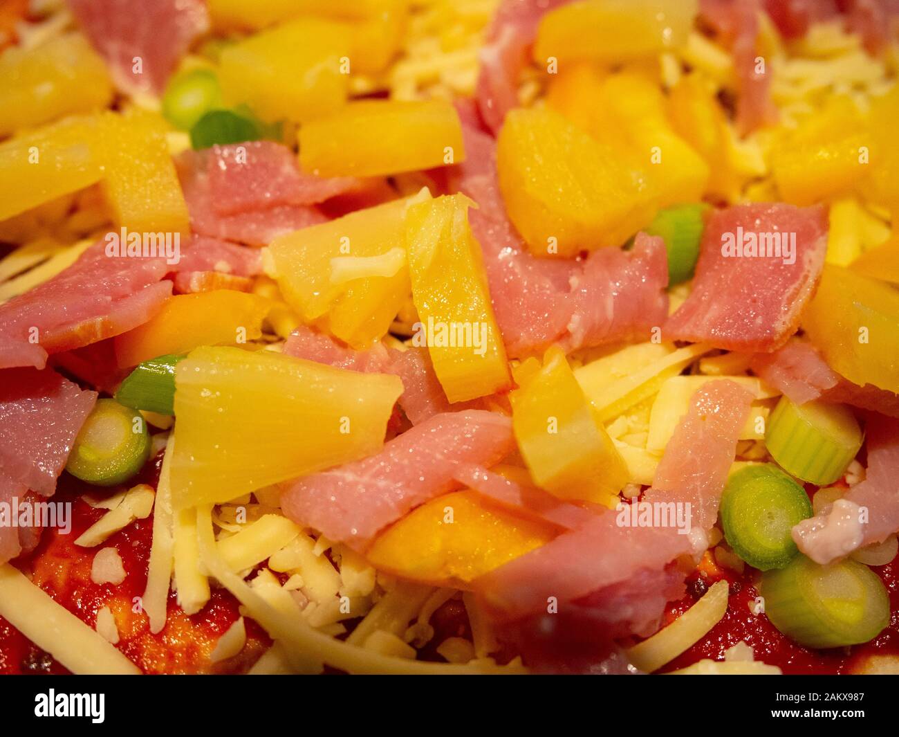 Pizza Topping Close Up Stock Photo