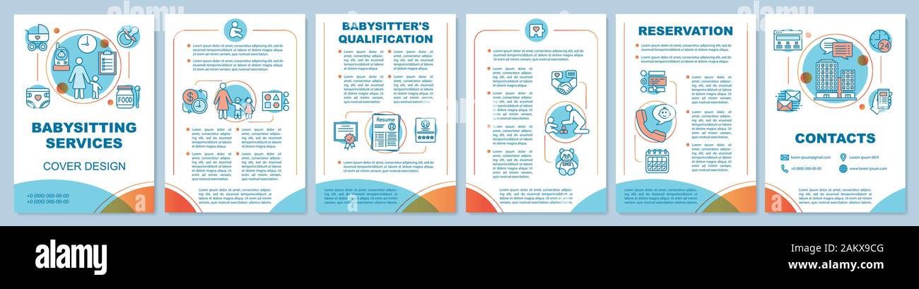 Babysitting services brochure template layout. Flyer, booklet, leaflet