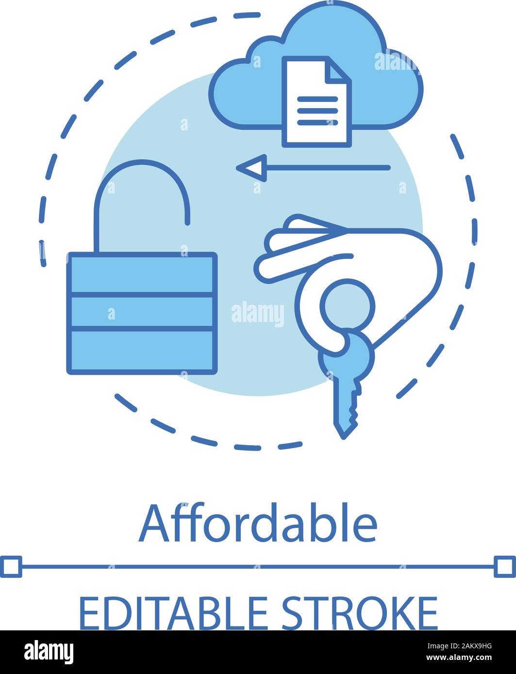 Affordable advantage concept icon. Digital technology. Key in hand ...