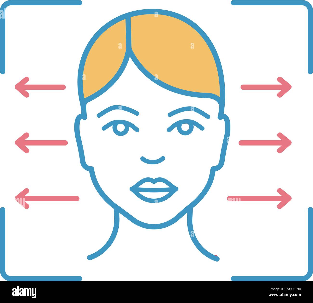 Facial recognition reader color icon. Face ID scanning alignment. Human head. Identity verification adjustment. Isolated vector illustration Stock Vector