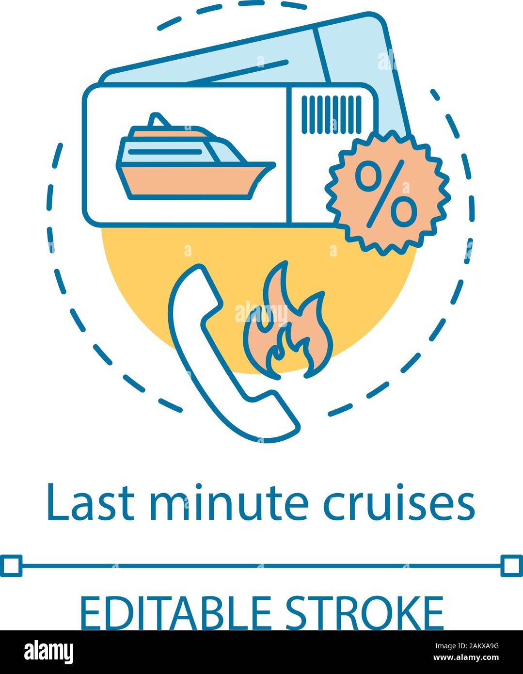 Last minute cruise deal concept icon. Travel price idea thin line  illustration. Trip tickets coupons, discounts, special offers. Cheap  voyage. Vector Stock Vector Image & Art - Alamy
