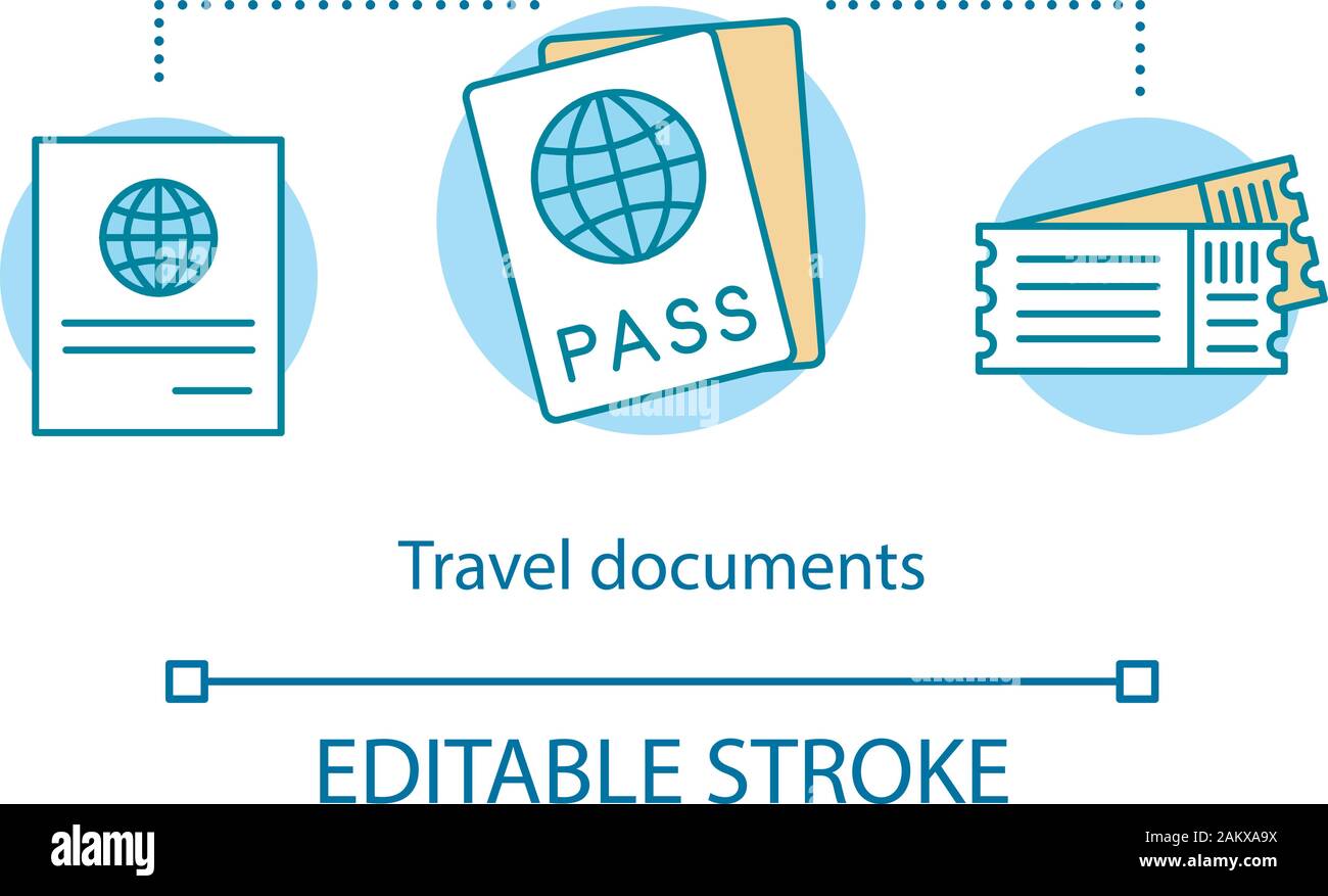 Travel document concept icon. International passport idea thin line
