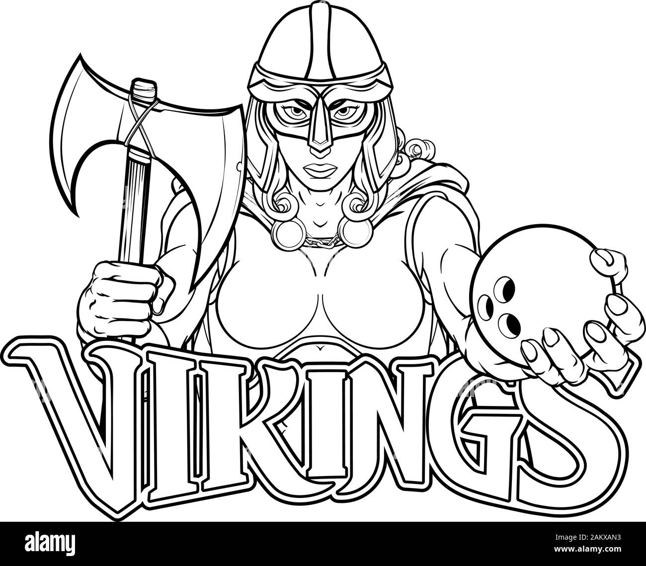 Viking Trojan Celtic Knight Bowling Warrior Woman Stock Vector