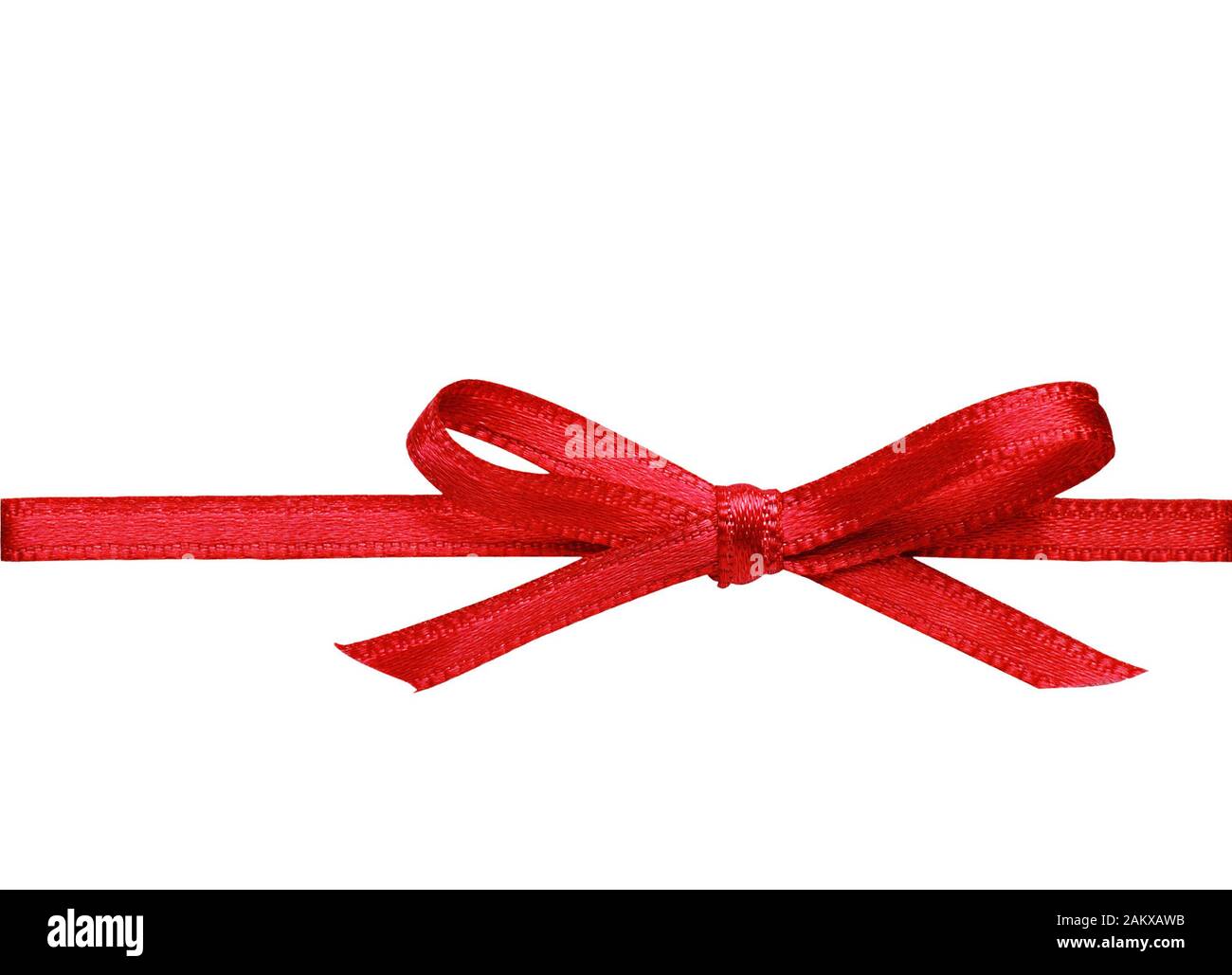 Red silk ribbon bow isolated on white Stock Photo