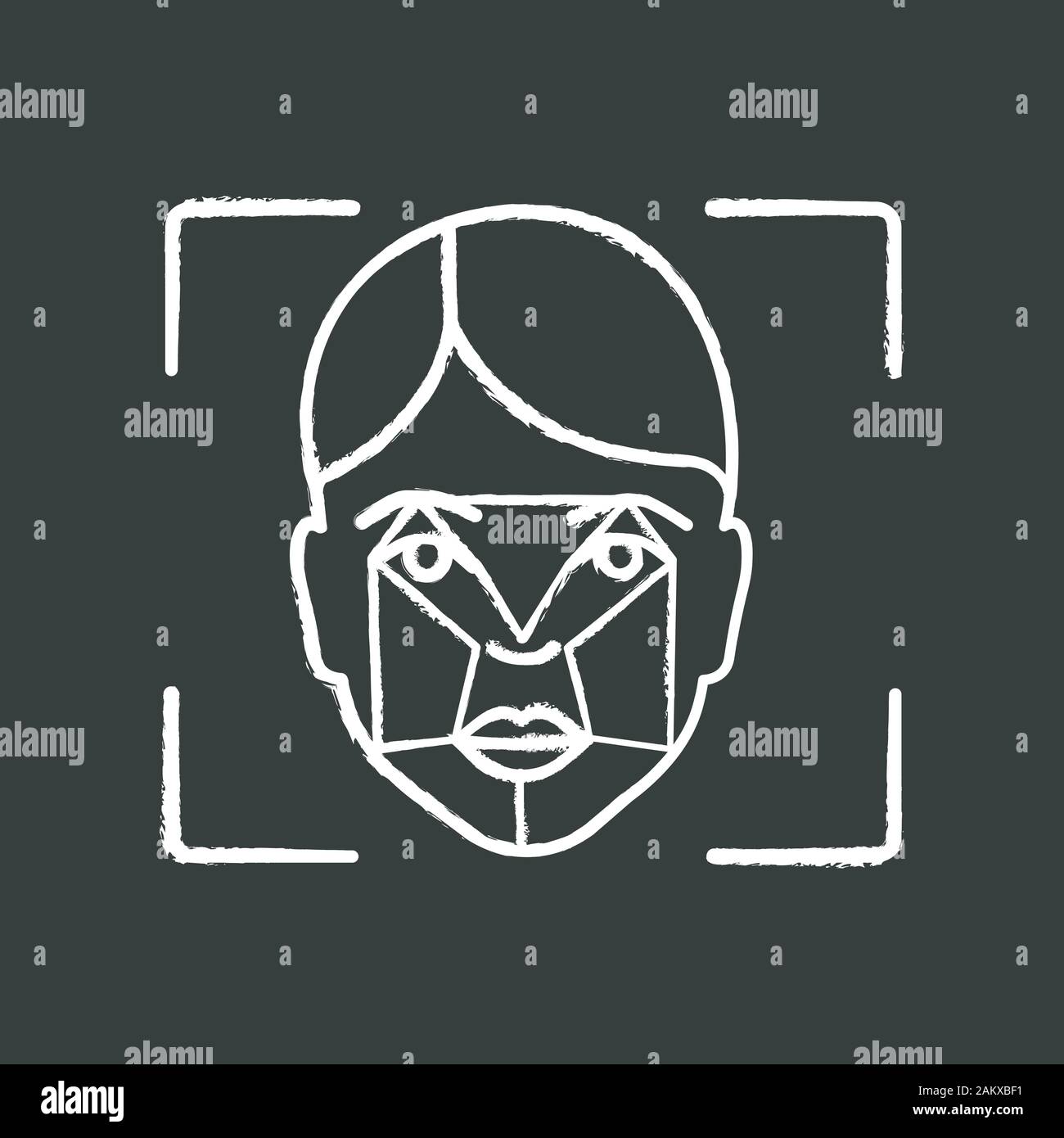 Faceprint analysis chalk icon. Facial recognition software. Face ID