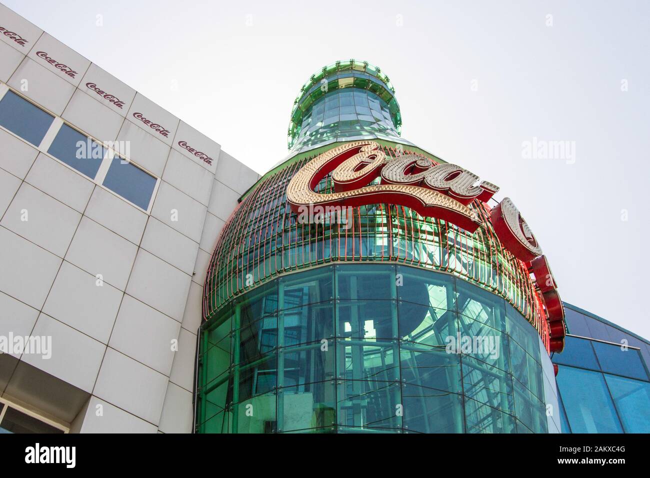 Las Vegas, Nevada, USA - May 6, 2019: The largest Coke bottle in the world at the Coca Cola store on the Las Vegas Strip in Nevada. Stock Photo