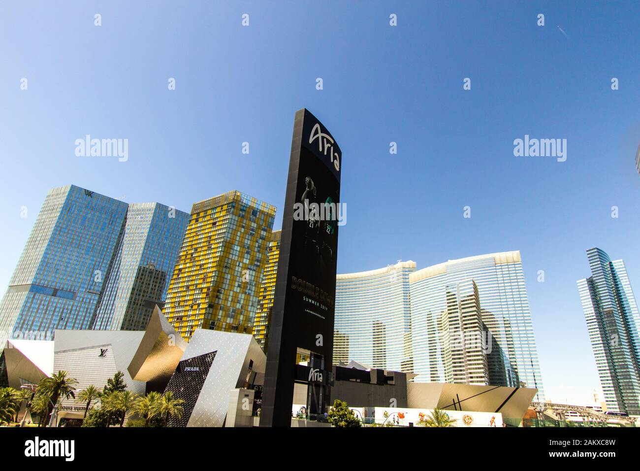 Las Vegas, Nevada, USA - Exterior facade of the Aria Resort and Casino on the famous Las Vegas Strip. Stock Photo