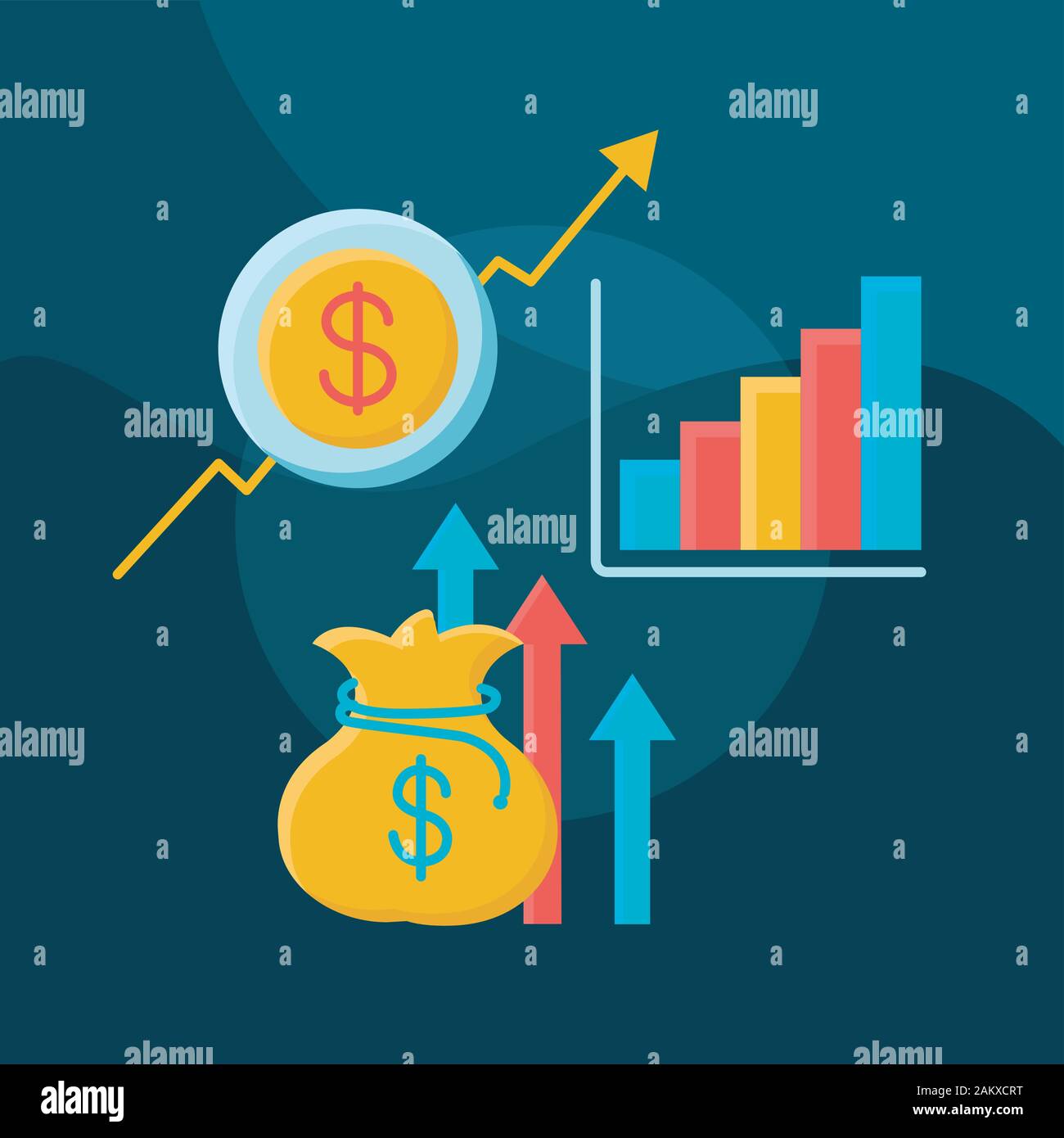 Profit growth flat concept vector icon. Income increasing idea cartoon ...