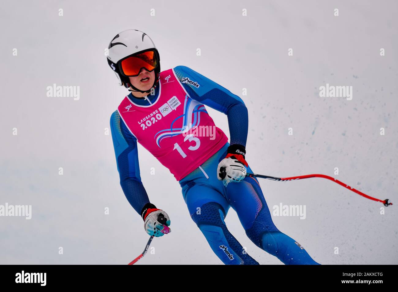 LAUSANNE, SWITZERLAND. 10th, Jan 2020. SELLAEG Simen (NOR) competes in Alpine Ski Mens Super G during the Lausanne 2020 Youth Olympic Games at Les Diablerets Alpine Centre on Friday, 10 January 2020. LAUSANNE, SWITZERLAND. Credit: Taka G Wu/Alamy Live News Stock Photo