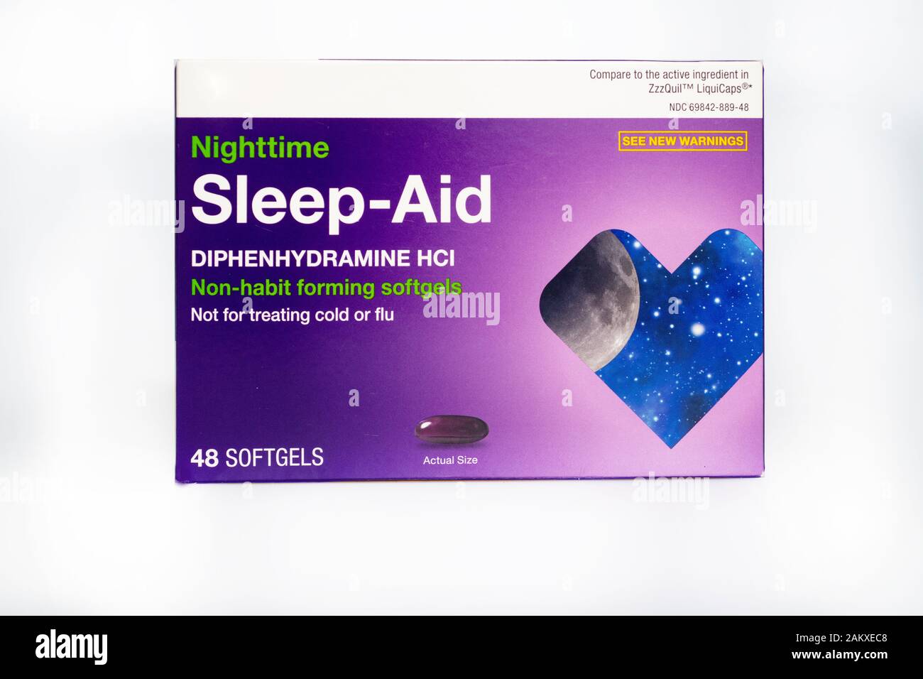 Nighttime Sleep aid Diphenhydramine HCI gel caps Stock Photo