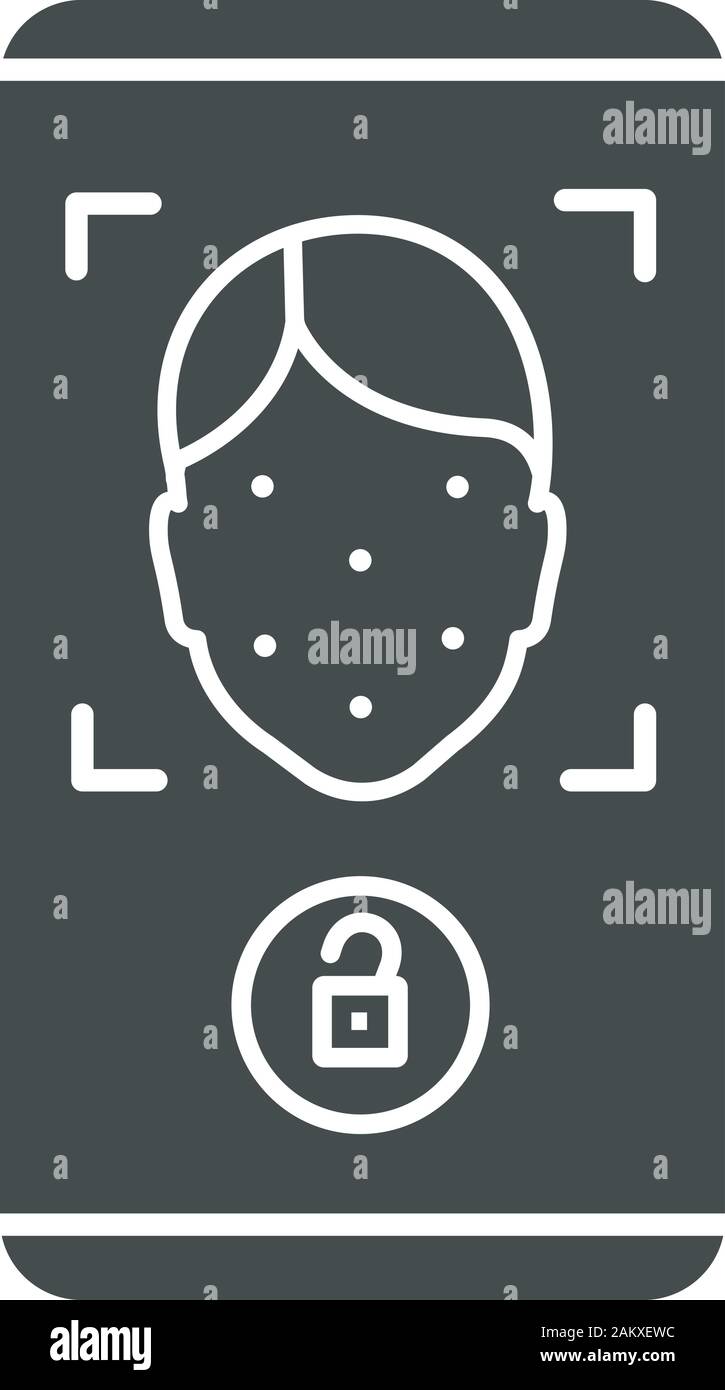 Face Scan Protection Mobile Application Glyph Icon Silhouette