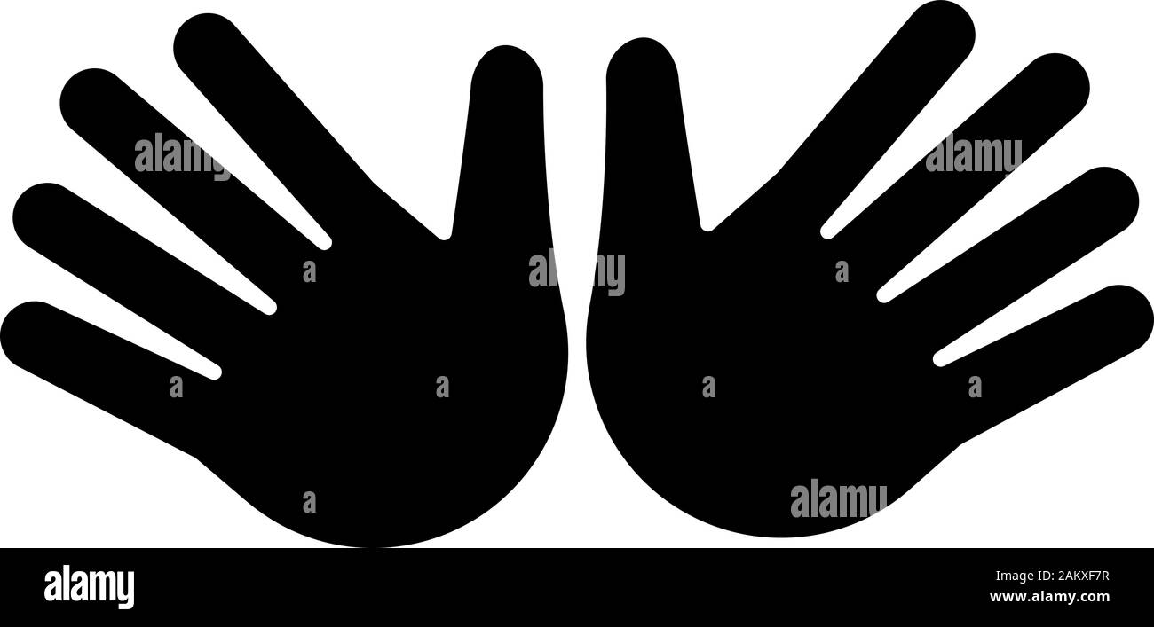 Open hands glyph icon. Silhouette symbol. Jazz hands emoji. Hug gesture