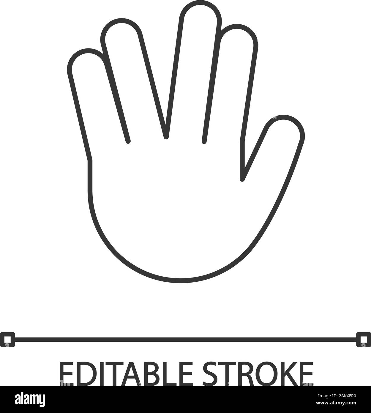 Vulcan salute emoji linear icon. Thin line illustration. Live long and ...