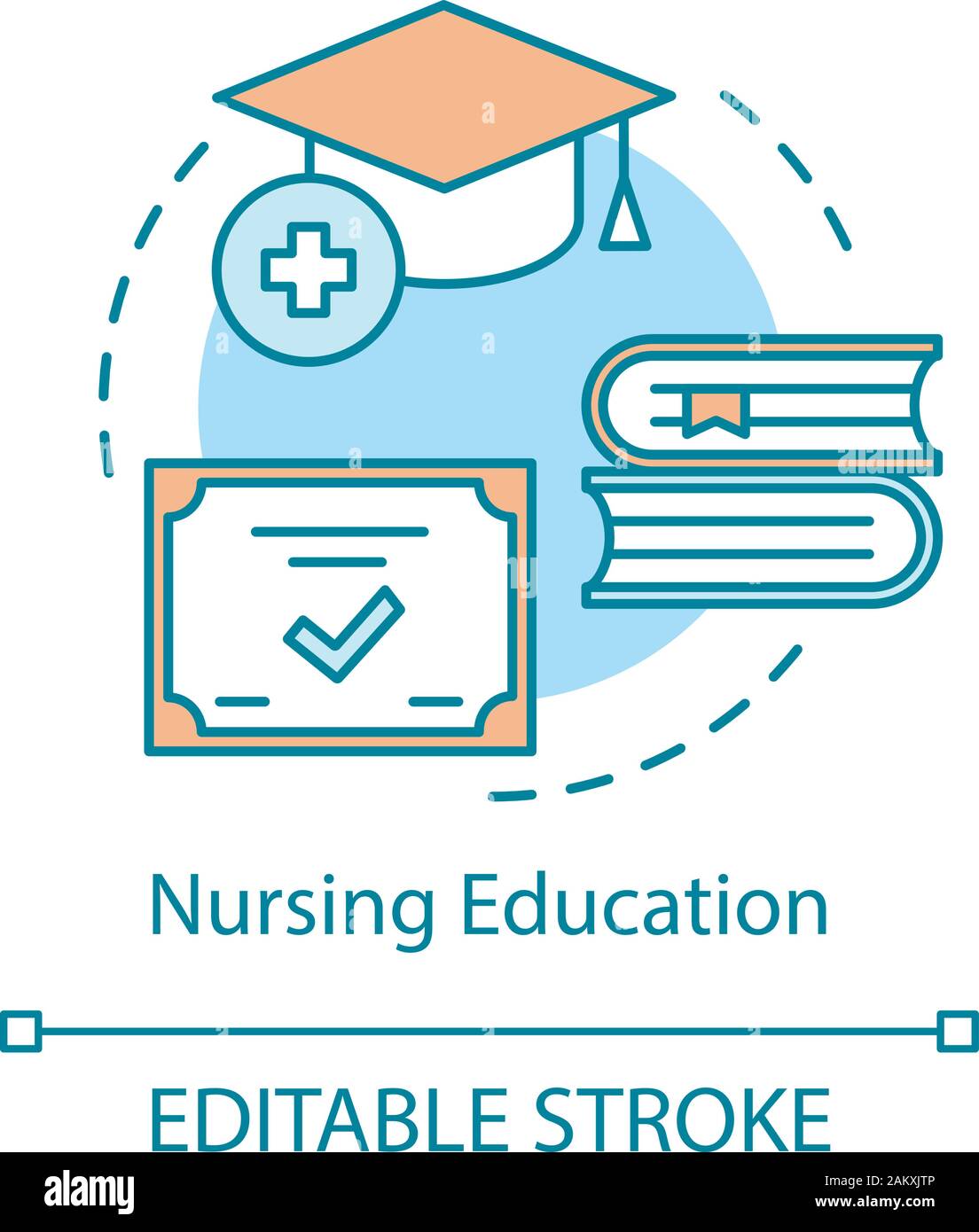 Nurse education concept icon. Medical qualification idea thin line