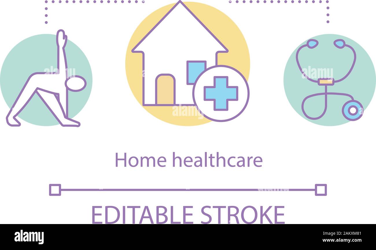 Home healthcare concept icon. Medical help idea thin line illustration