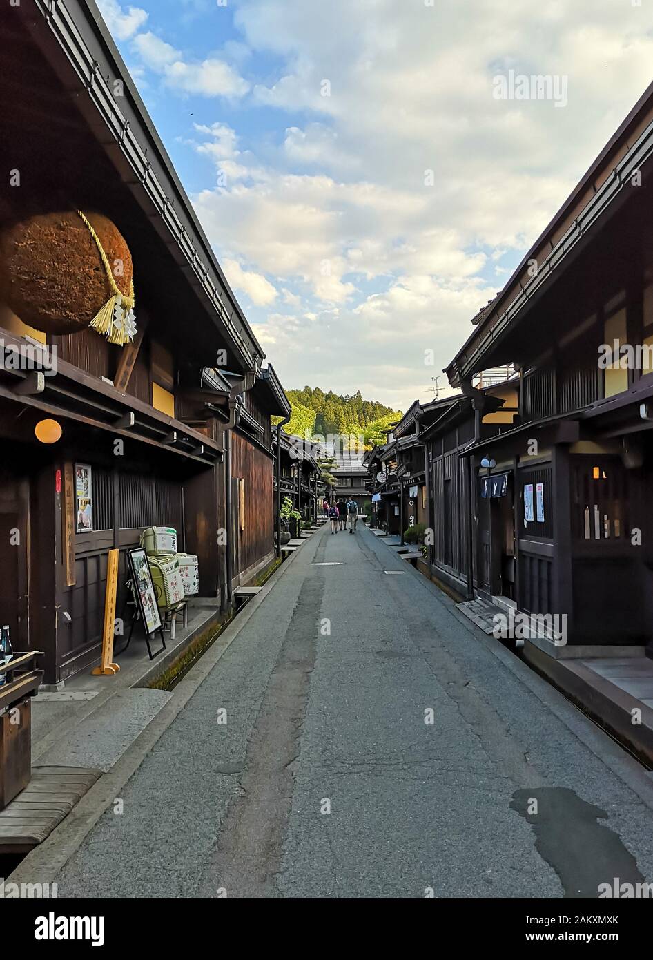 TAKAYAMA, JAPAN MAY 2019 Old traditional wooden houses in the city