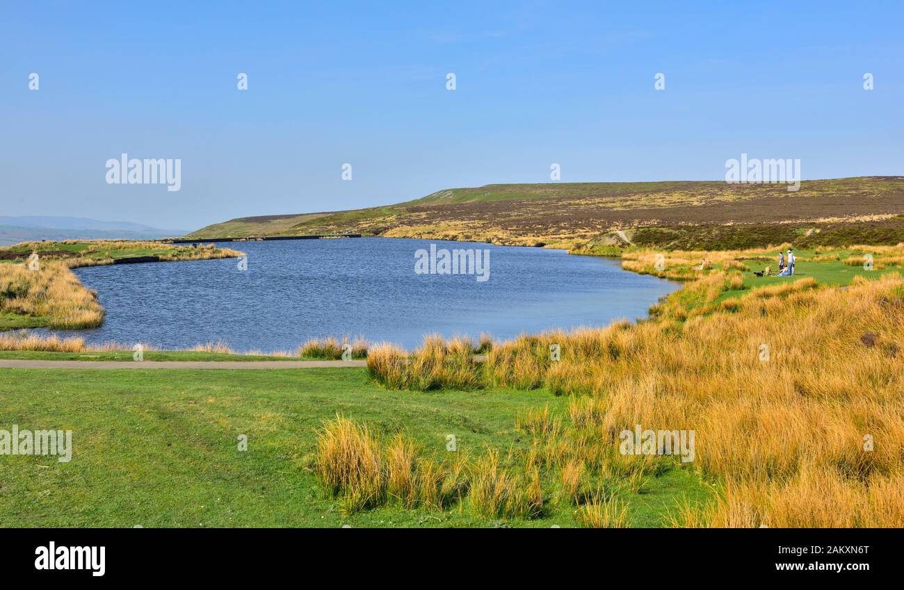 Countryside view in Monmouthshire with Keepers Pond near Blorenge, South Wales Valleys countryside, UK Stock Photo
