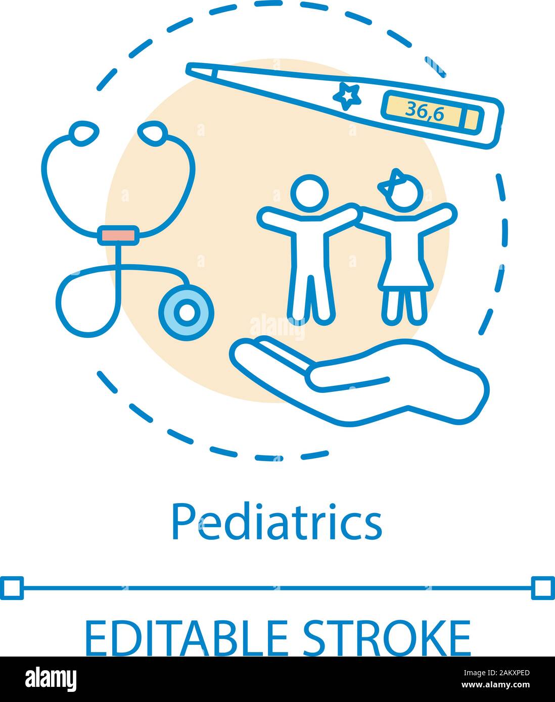 Pediatrics concept icon. Infants, children, adolescents medical care