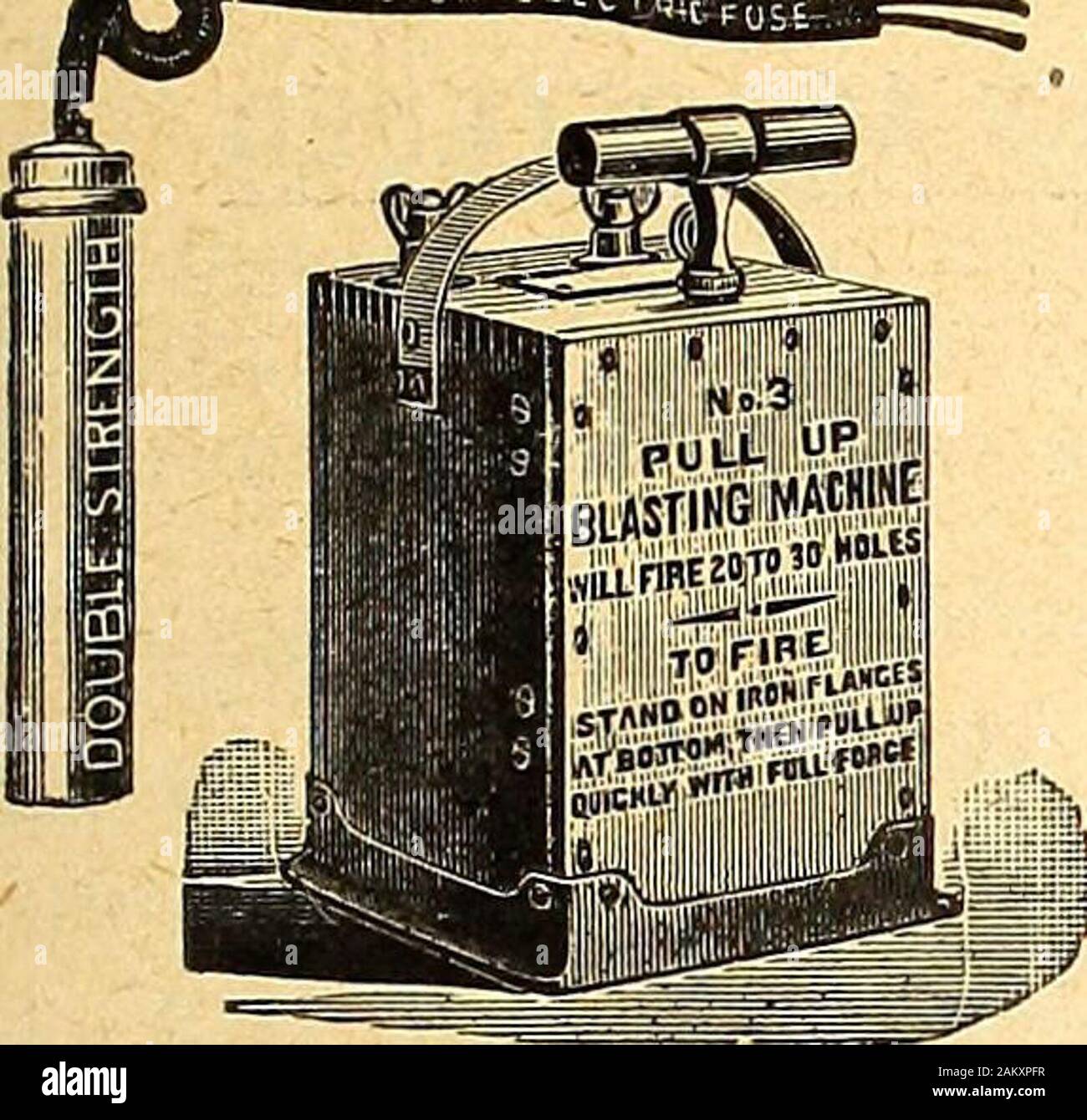 Canadian mining journal January-June 1905 . sident. ONTARIO POWDER CO. Ltd 115 Brock Street, KINGSTON, Ont. MANUFACTURERS AND DEALERS IN] C. A. MACPHERSON,Sec.-Treas. ForMINERSPIT-SINKERS For QUARRYMENCONTRACTORS DYNAMITE, EXPLOSIVES ELECTRIC BLASTING APPARATUS, FUSE, CAPS, &c. Electric Blasting Apparatus. Adapted for Pirins: all kinds of Explosives used in Blastins:. Victor Electric Platinum Fuses. Superior to all others for exploding any make of dynamite or blasting powder.Each Fuse folded separately and packed in neat paper boxes of 50 each. Alltested and warranted. Single and double streng Stock Photo