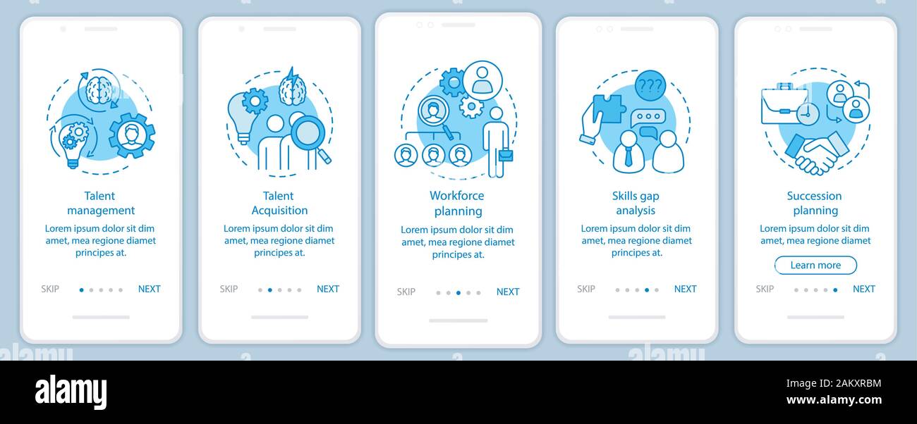 Talent management onboarding mobile app page screen vector template ...