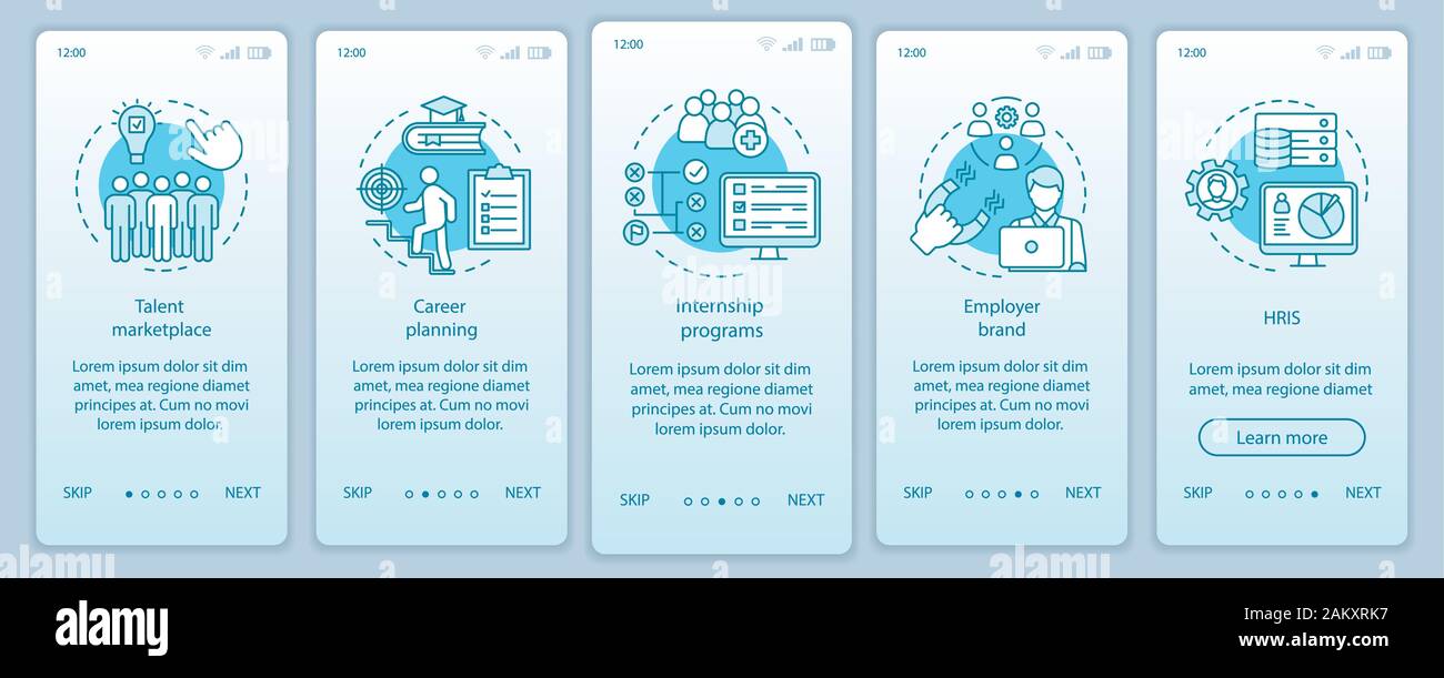 Talent management onboarding mobile app page screen vector template ...