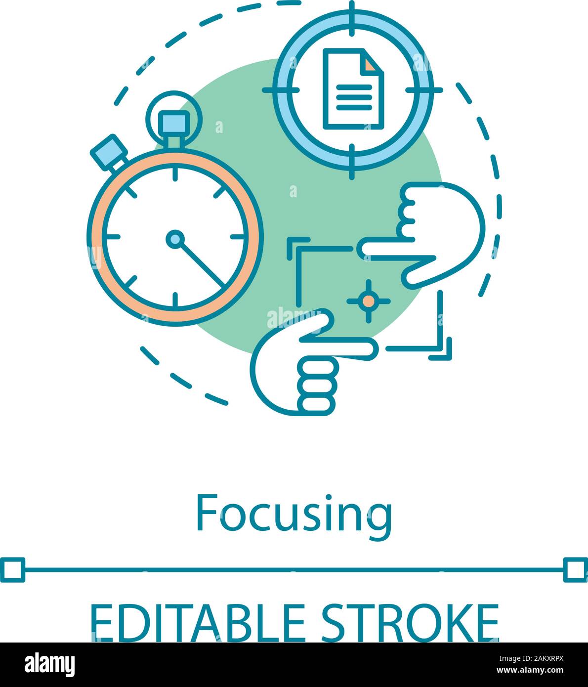 Focusing concept icon. Main goal. Priority task. Attention central