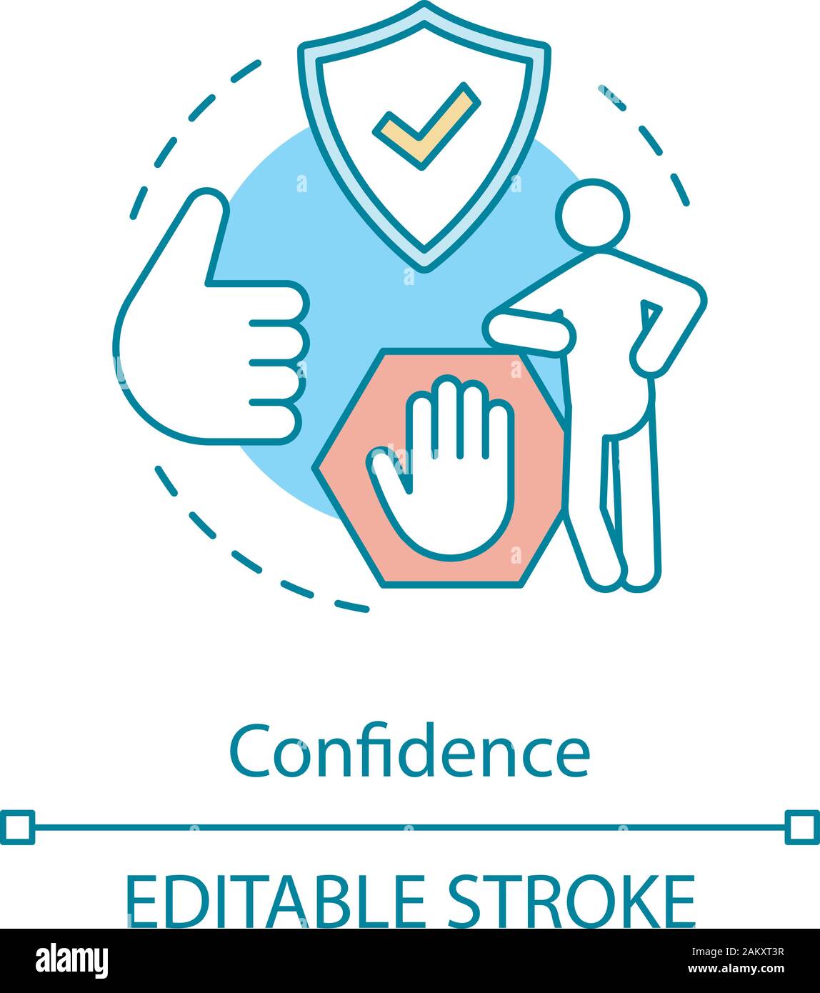 Confidence concept icon. Assurance, certainty. Insured man