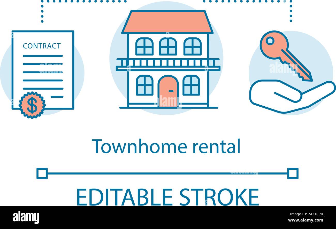 Townhome rental concept icon. Property deals. Key handover. Housing