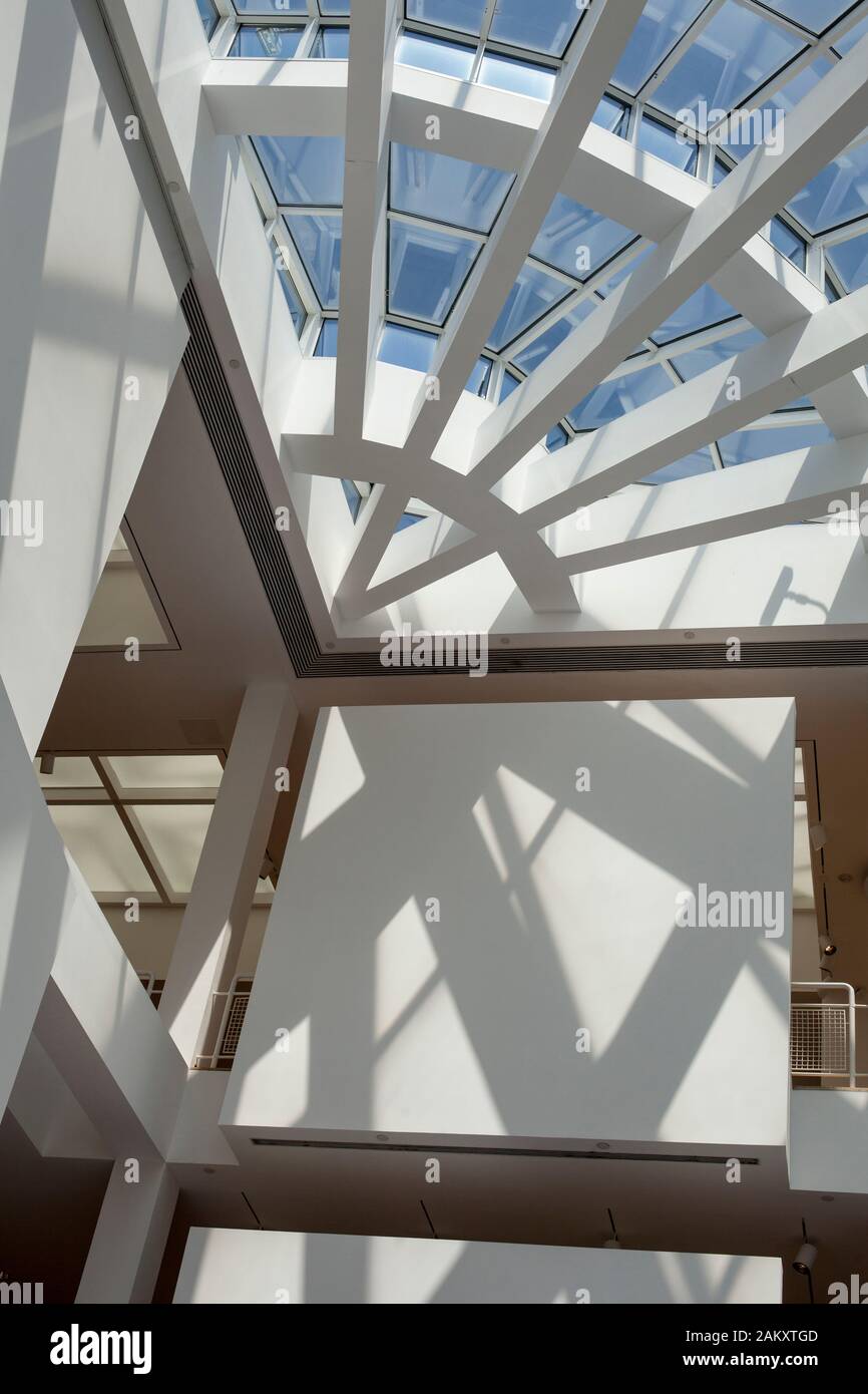 Low angle view of a detail of the ceiling over the staircase access to the Stent Family Wing, High Museum of Art, Atlanta, Georgia, USA Stock Photo
