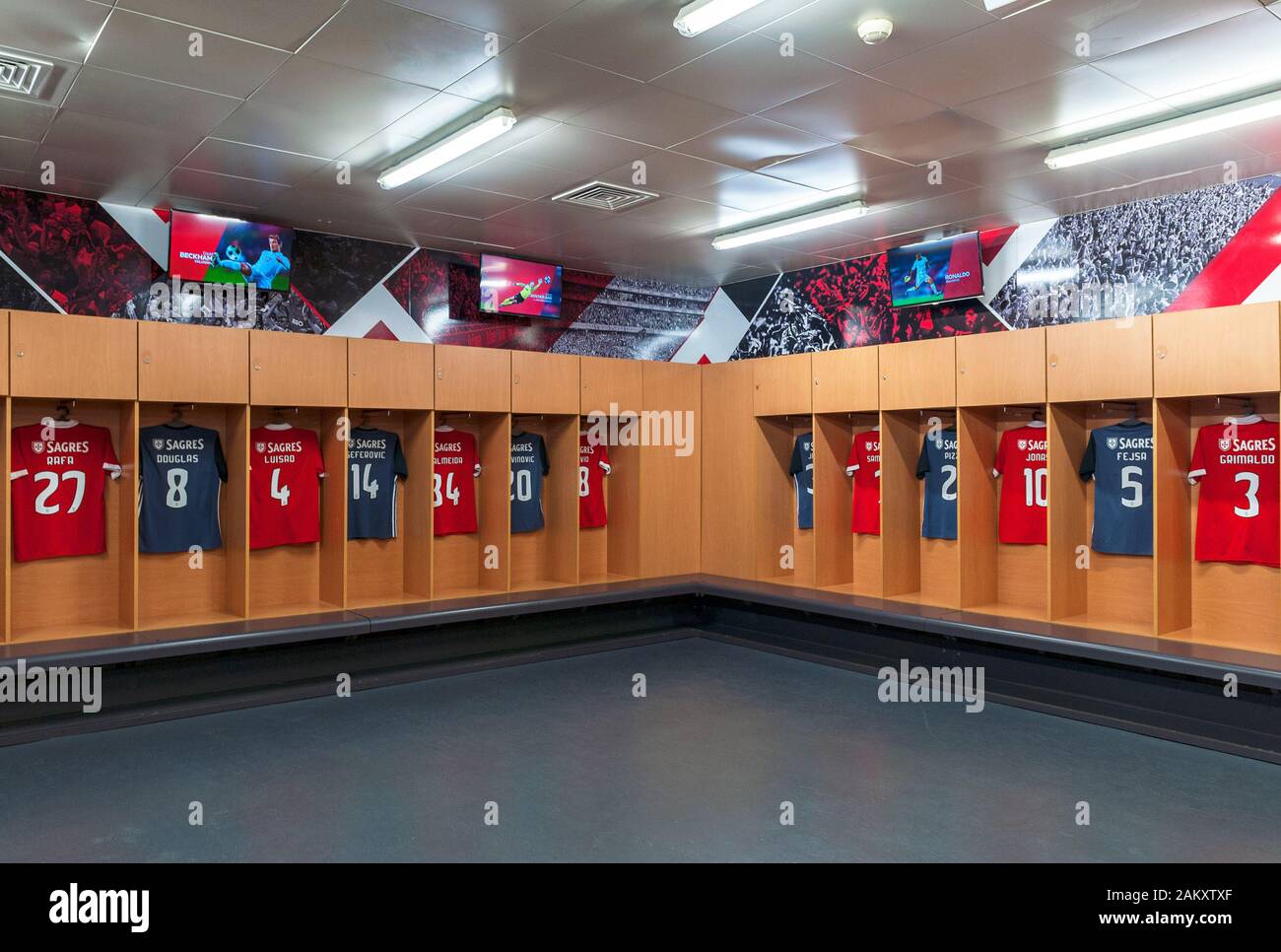 Changing room at Estadio da Luz - official playground of FC Benfica Stock Photo