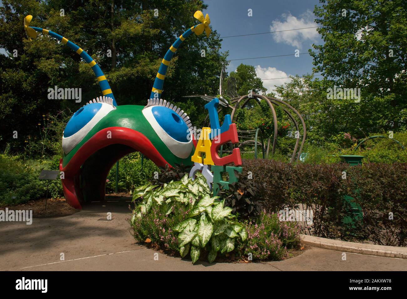 Colorful playground in the Children's Garden of the Atlanta Botanical Garden, Piedmont Park, Georgia, USA Stock Photo