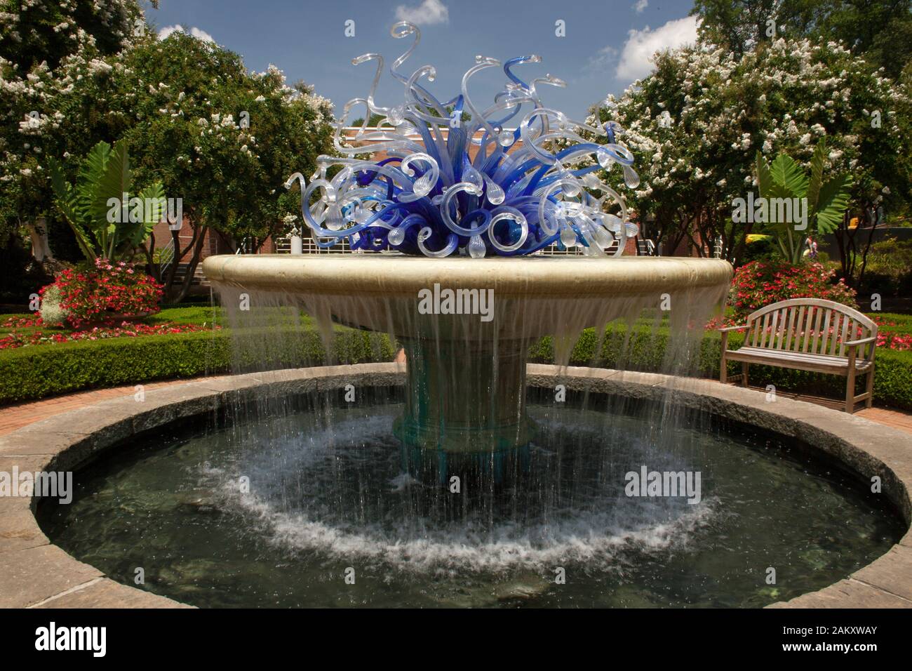 Alston Overlook with the blown glass Chihuly fountain in the Atlanta Botanical Garden, Piedmont Park, Georgia, USA Stock Photo