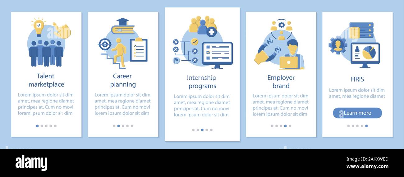 Talent management onboarding mobile app page screen vector 