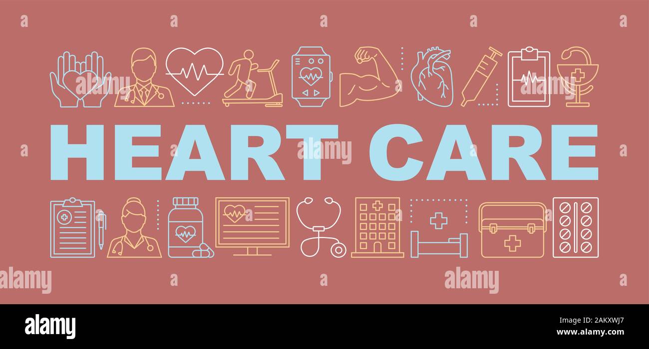 Heart care word concepts banner. Cardiology. Cardiovascular disease