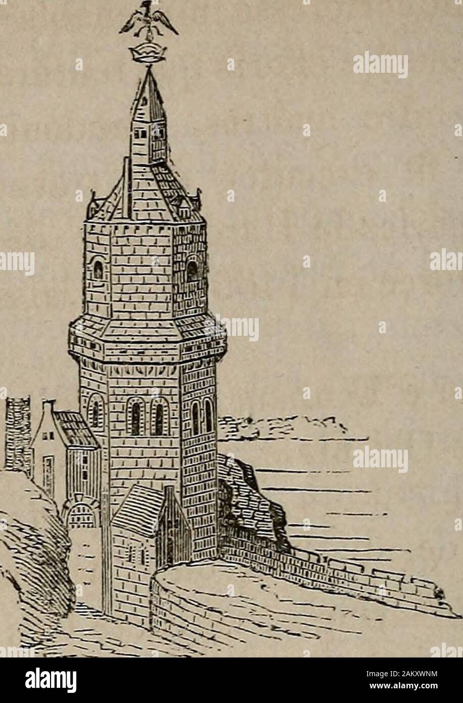 Histoire de l'architecture en Belgique : depuis les temps les plus reculés jusqu'à l'époque actuelle . i couvraient le vaste emplacementdu château actuel. Nous nous oornerons donc àrenvoyer nos lecteurs à la description assez exacteque Gaillot nous a donnée de cet édifice dans sonHistoire de la ville et province de Namur ^. La célèbre tour ou donjon, connue sous le nomflamand de Croonenburg toren (château de la cou-ronne), élevée à Anvers en 1145 pour marquer leslimites de Tempire, mérite aussi une mention spé-ciale. Cette tour qui subsista jusquen 1566, et quereprésente la gravure suivante, f Stock Photo