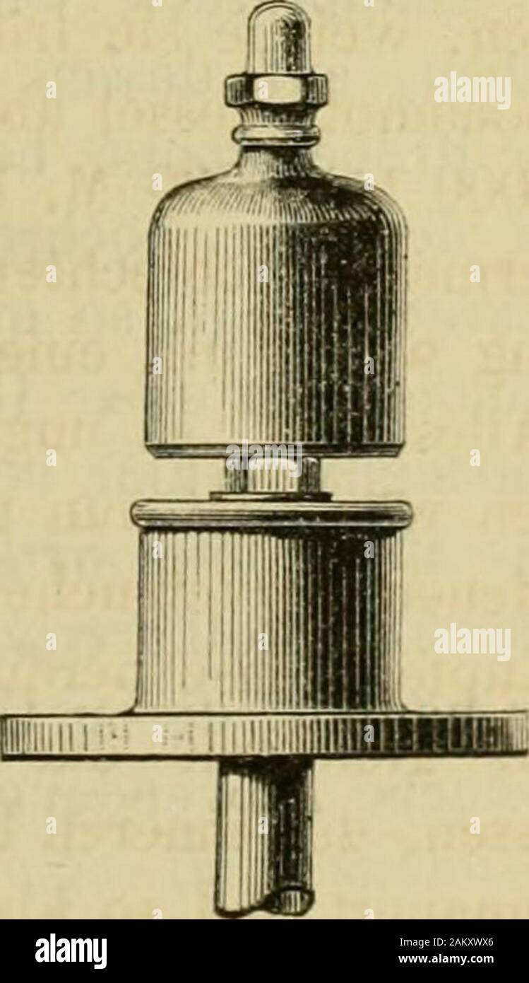 Dingler's polytechnisches Journal . Fig. 2.. ist vorzugsweise für Locomotiven geeignet. Das Gehäuse wird mittelsFlansche auf dem Verdeck des Führerstandes befestigt. Durch Drehungdes mit dem Küken fest verbundenen Zuleitungsrohres, welches unten 444 Holdinghausen und Rübsaamen*s Gewichtsmanometer. in einer Stopfbüchse geht, wird die Pfeife in und aufser Thätigkeitgesetzt. Bei dieser Anordnung wird das sonst übliche Gestänge nachdem Absperrhahn vermieden und dadurch, dafs der heifse Dampf bisin die Pfeife tritt, ein Einfrieren derselben unmöglich gemacht. Holdinghausen und Rübsaamens Gewichtsma Stock Photo