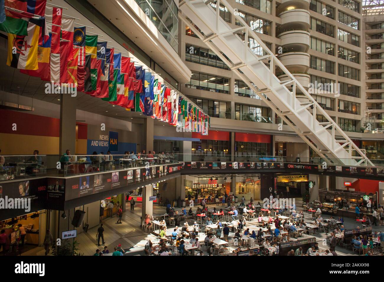 Horizontal view of the interior of the CNN TV headquarters, Downtown Atlanta, Georgia, USA Stock Photo