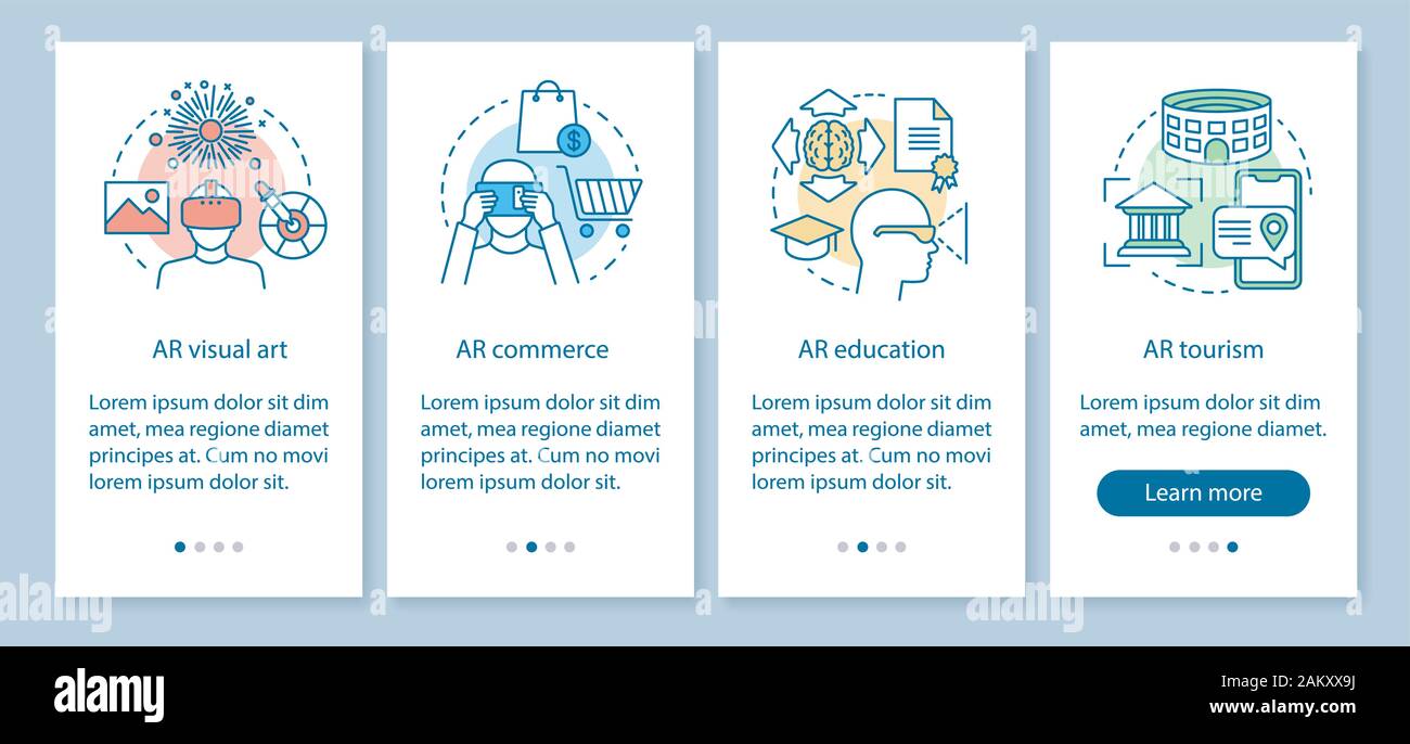 Augmented reality onboarding mobile app page screen with concepts. AR ...