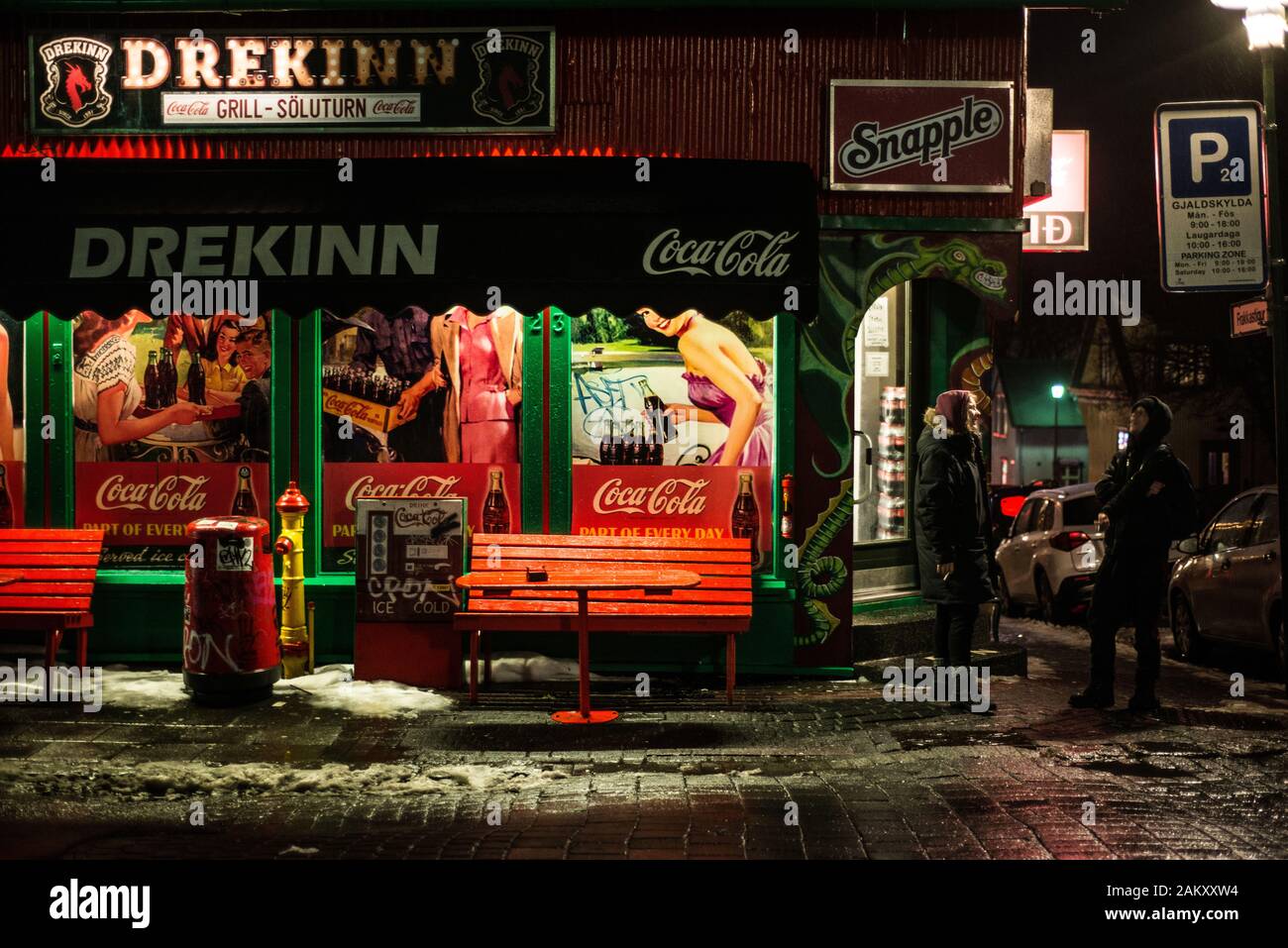 Restaurant view, Reykjavik, Iceland, January 2020 Stock Photo