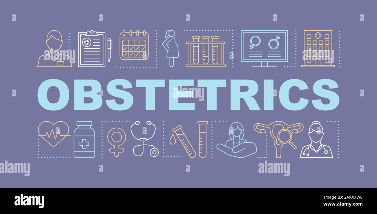 Obstetrics word concepts banner. Prenatal care. Pregnancy gynecological ...